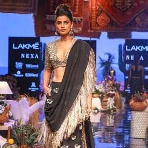 PAYAL SINGHAL IRIA BLACK CREPE BACK TIE-UP CHOLI